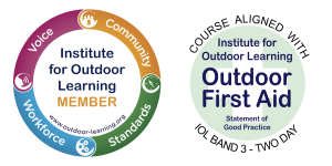 two logos, one the Institute for Outdoor learning, the other showing outdoor first aid course aligned